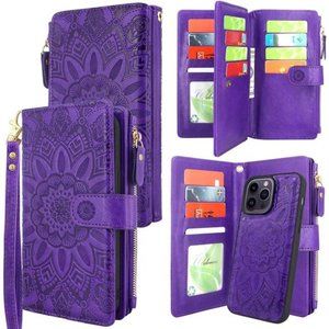 For iPhone 14 Pro Max 6.7in 5G 2022 Durable PU Leather Wallet Case with Strap